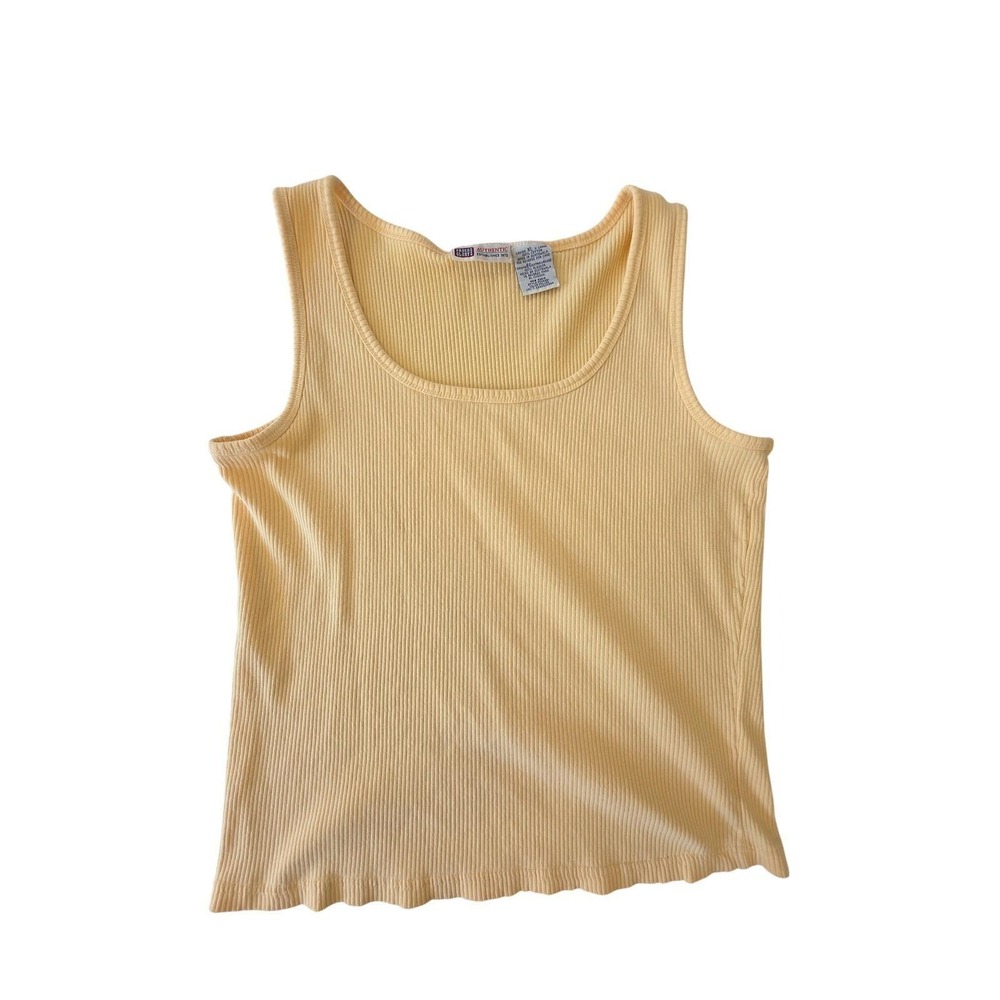 90s Butter Yellow Tank Top Ribbed Scoop Neck Cotton XL 90s Y2K Basics‎